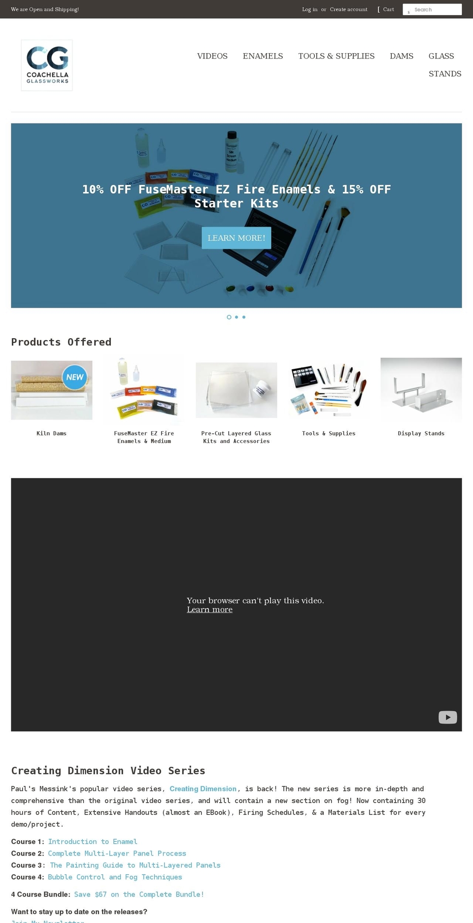 coachellaglassworks.com shopify website screenshot