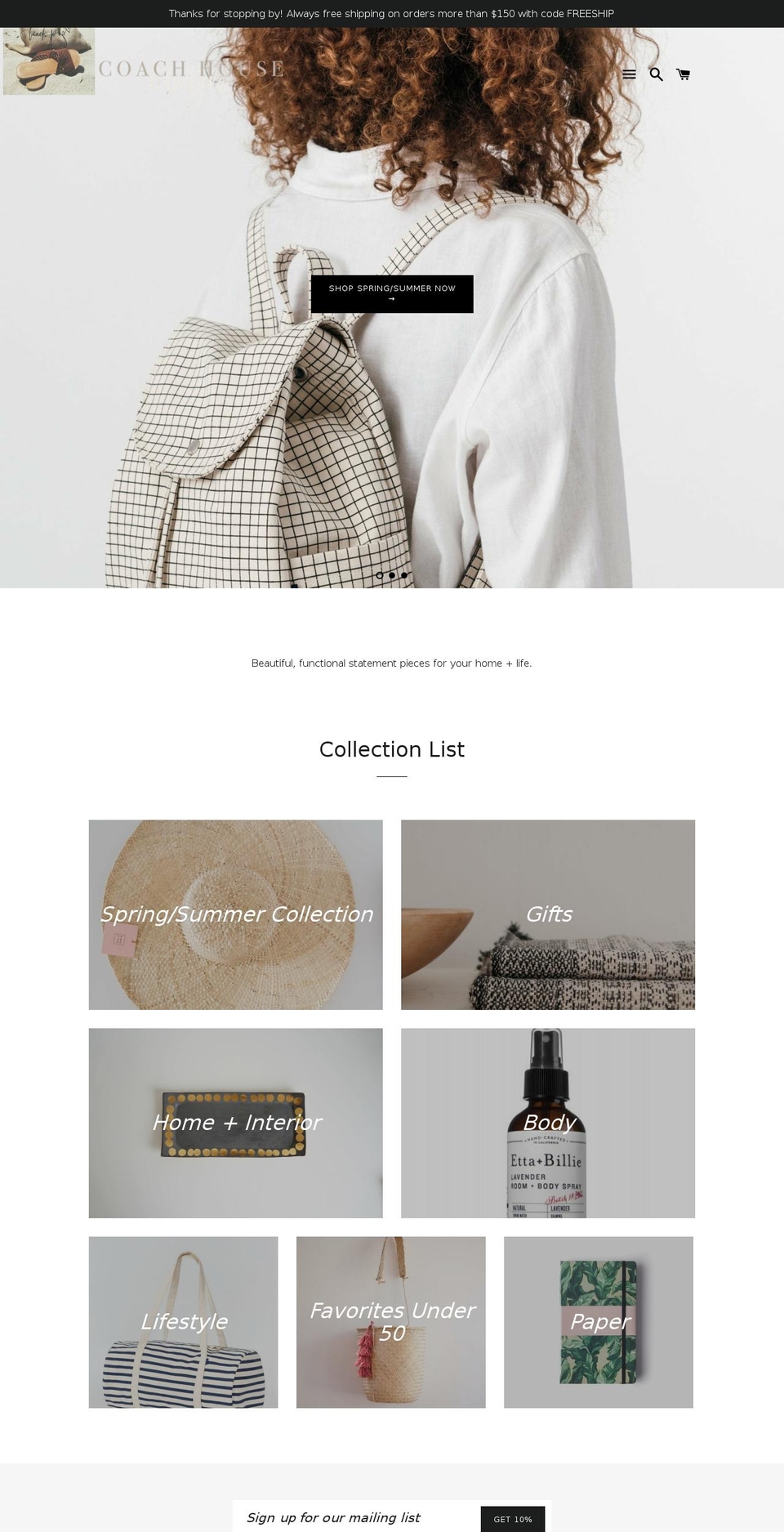 coachhouselifestyle.com — Shopify storefront screenshot
