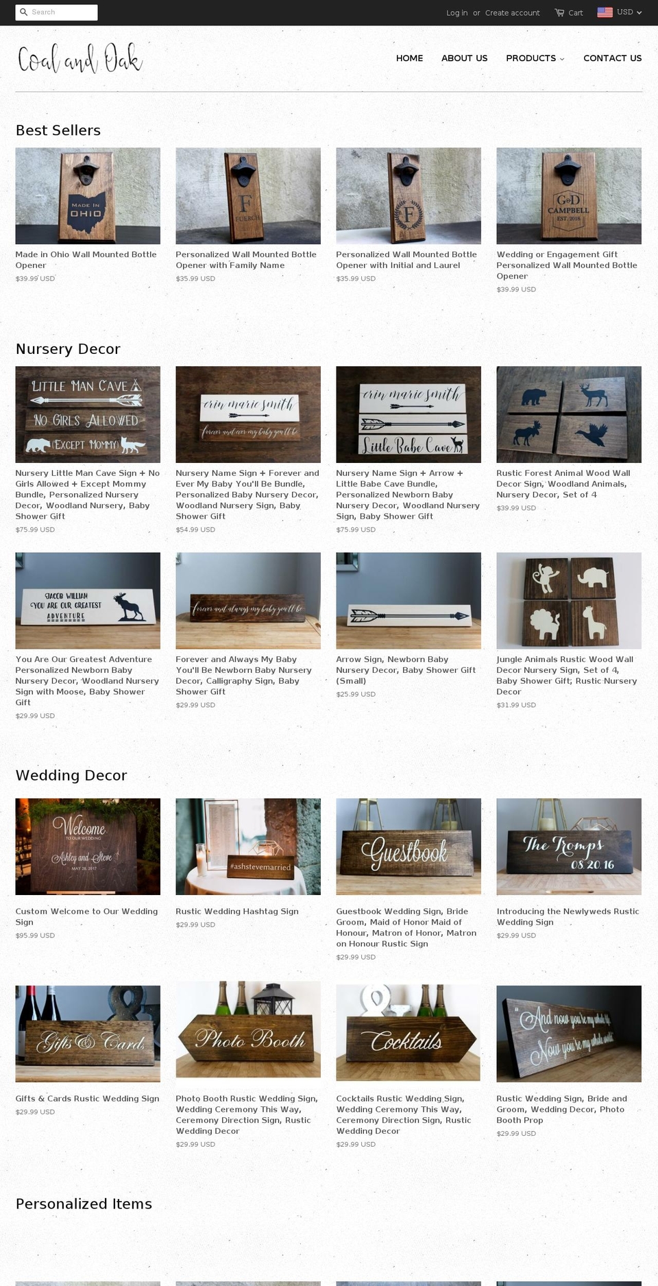 coalandoak.com — Shopify storefront screenshot