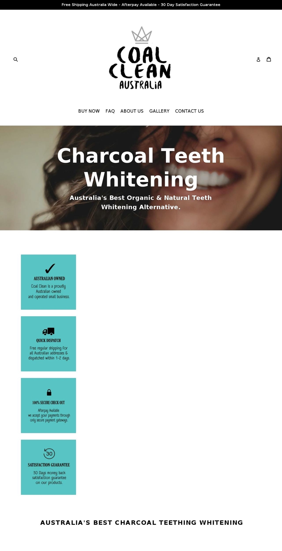 coalcleanaustralia.com — Shopify storefront screenshot