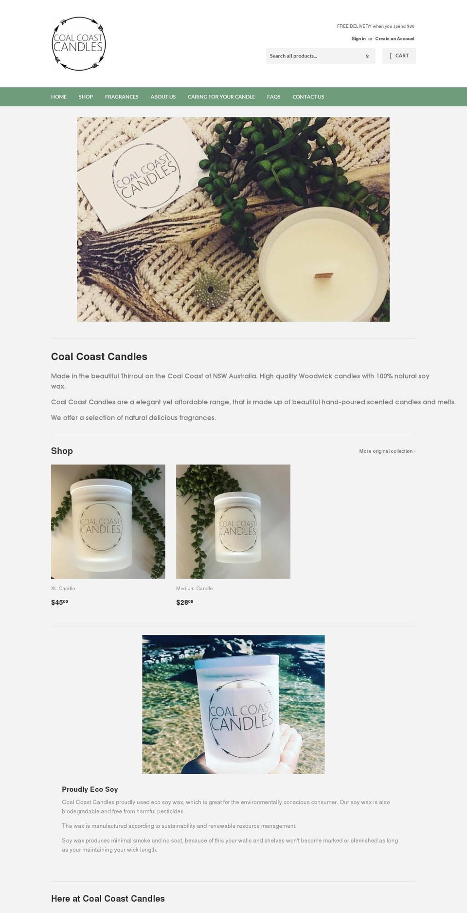 coalcoastcandles.com — Shopify storefront screenshot
