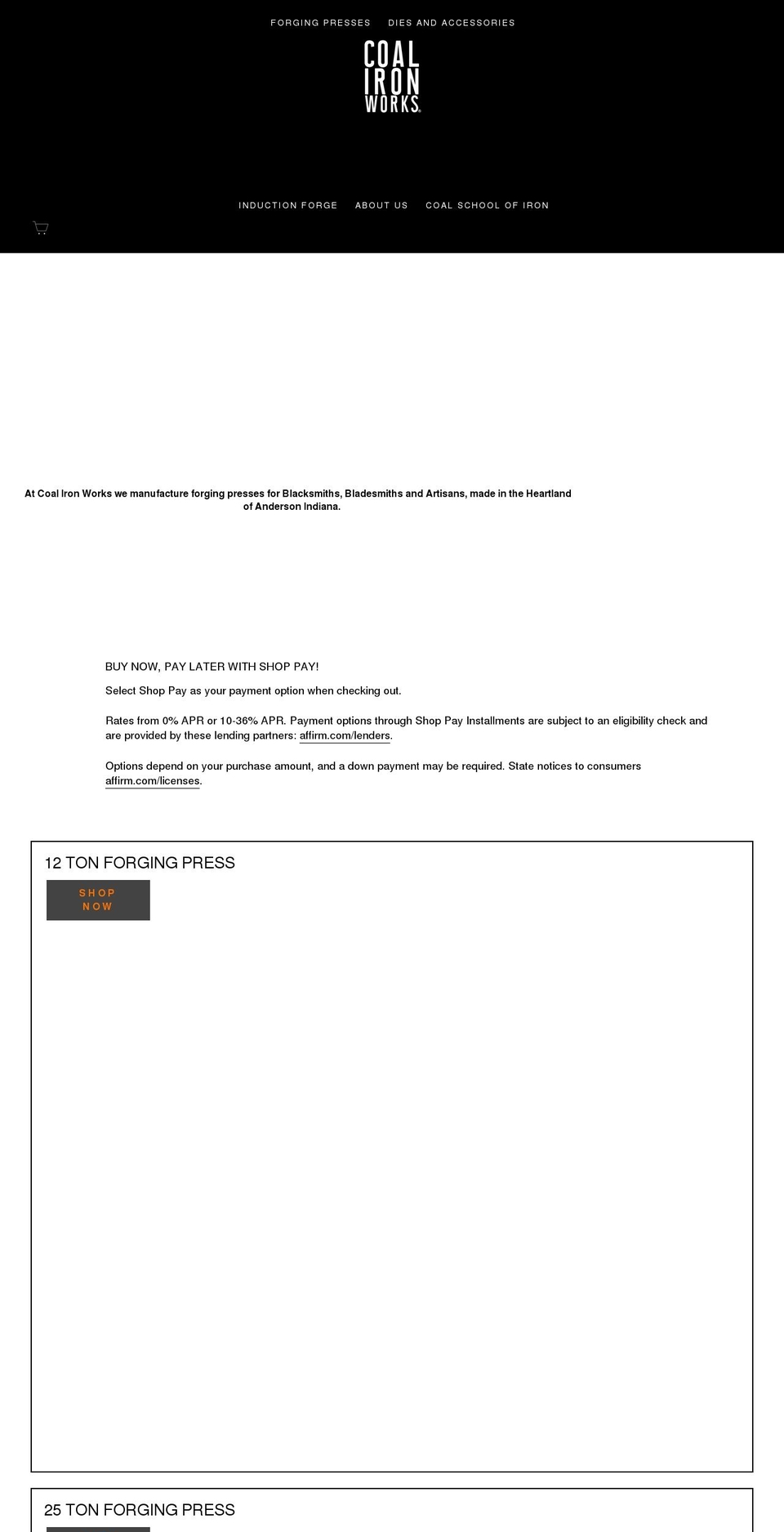 coaliron.com shopify website screenshot