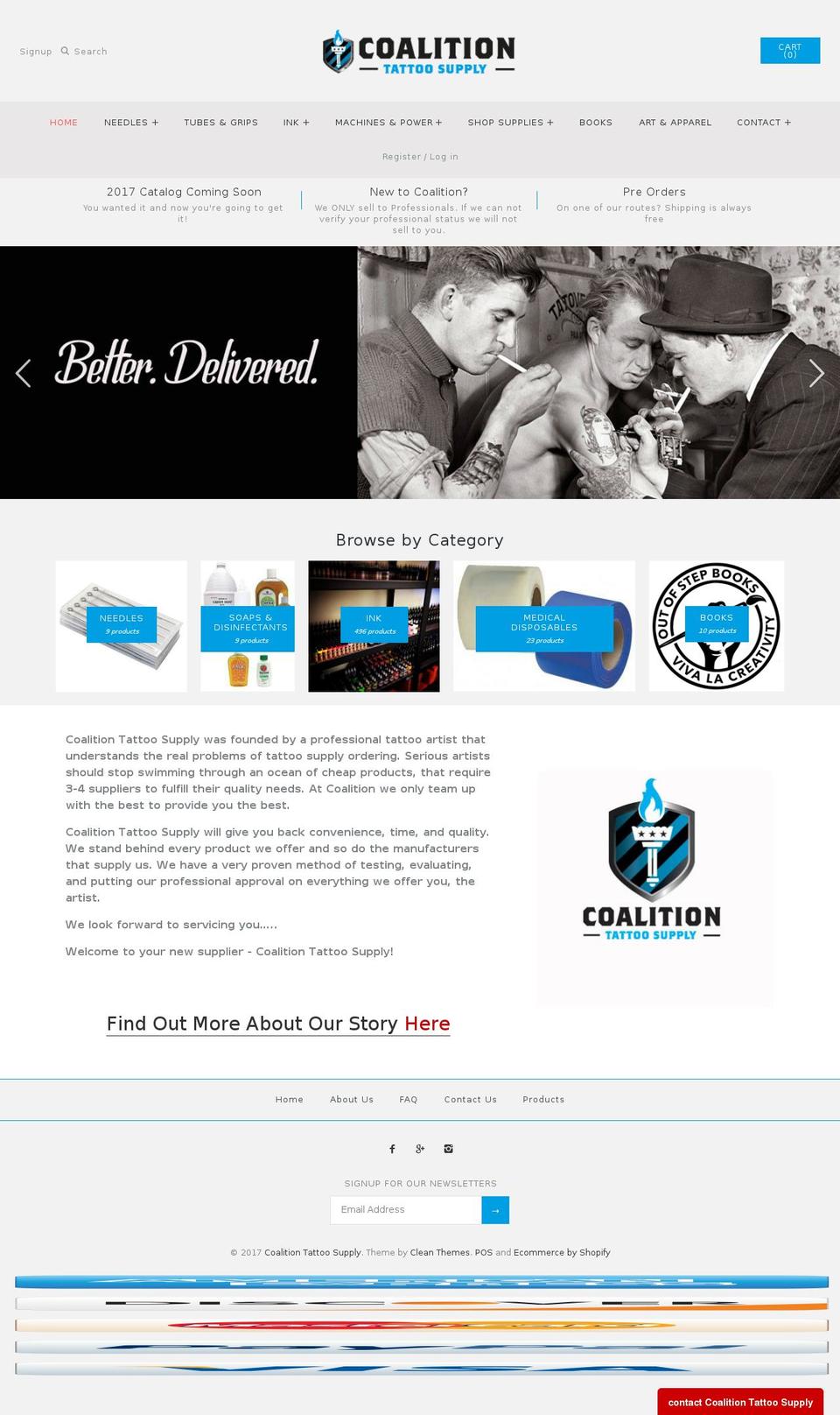 coalitiontattoosupply.com shopify website screenshot