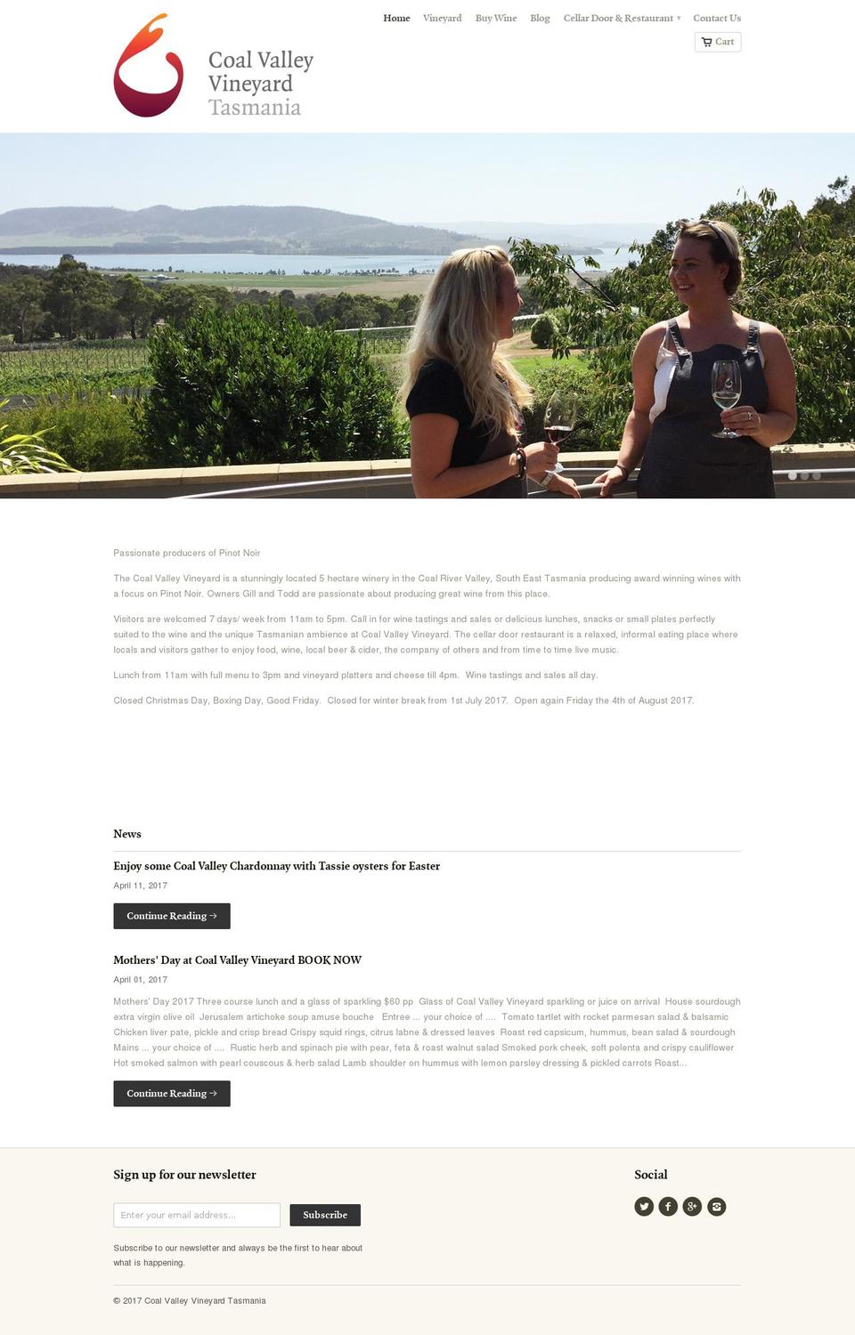 coalvalleyvineyard.com shopify website screenshot