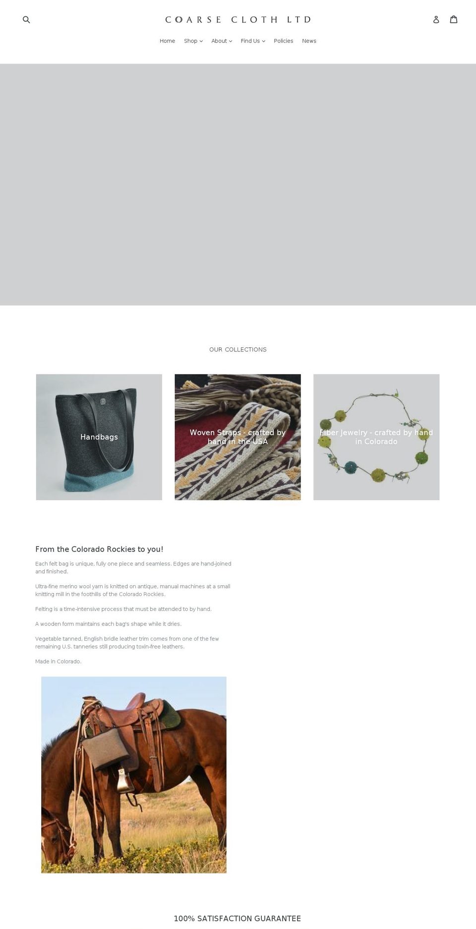 coarsecloth.com shopify website screenshot