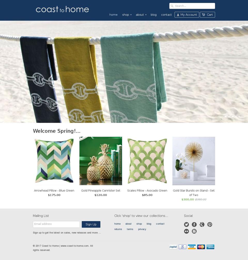 coast-to-home.com shopify website screenshot