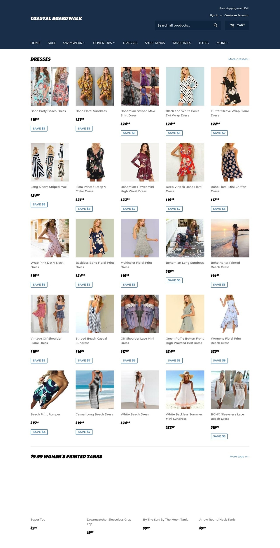 coastalboardwalk.com — Shopify storefront screenshot