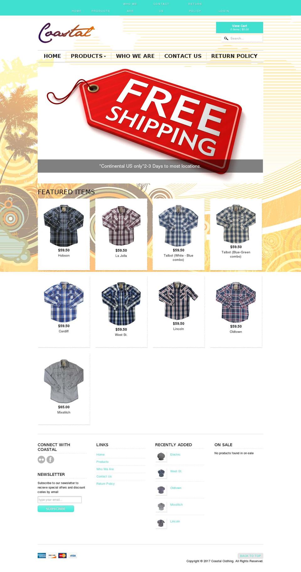 coastalclothing.com shopify website screenshot