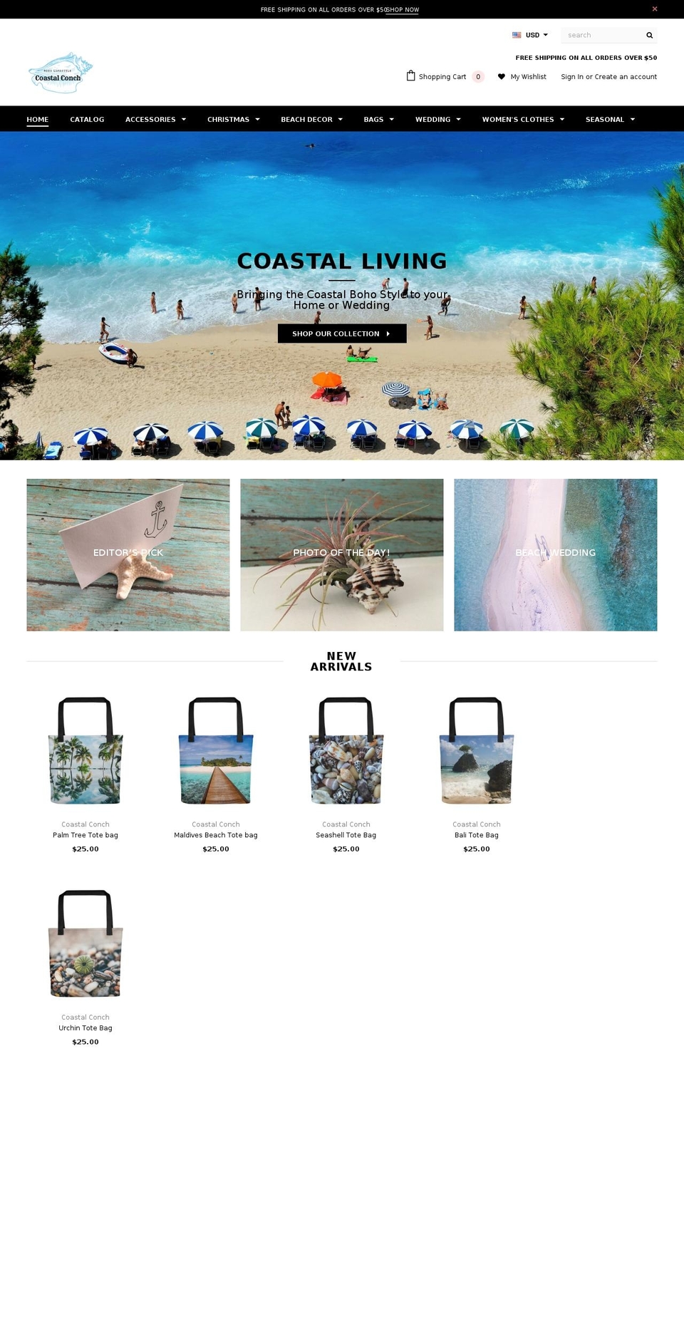 coastalconch.com — Shopify storefront screenshot