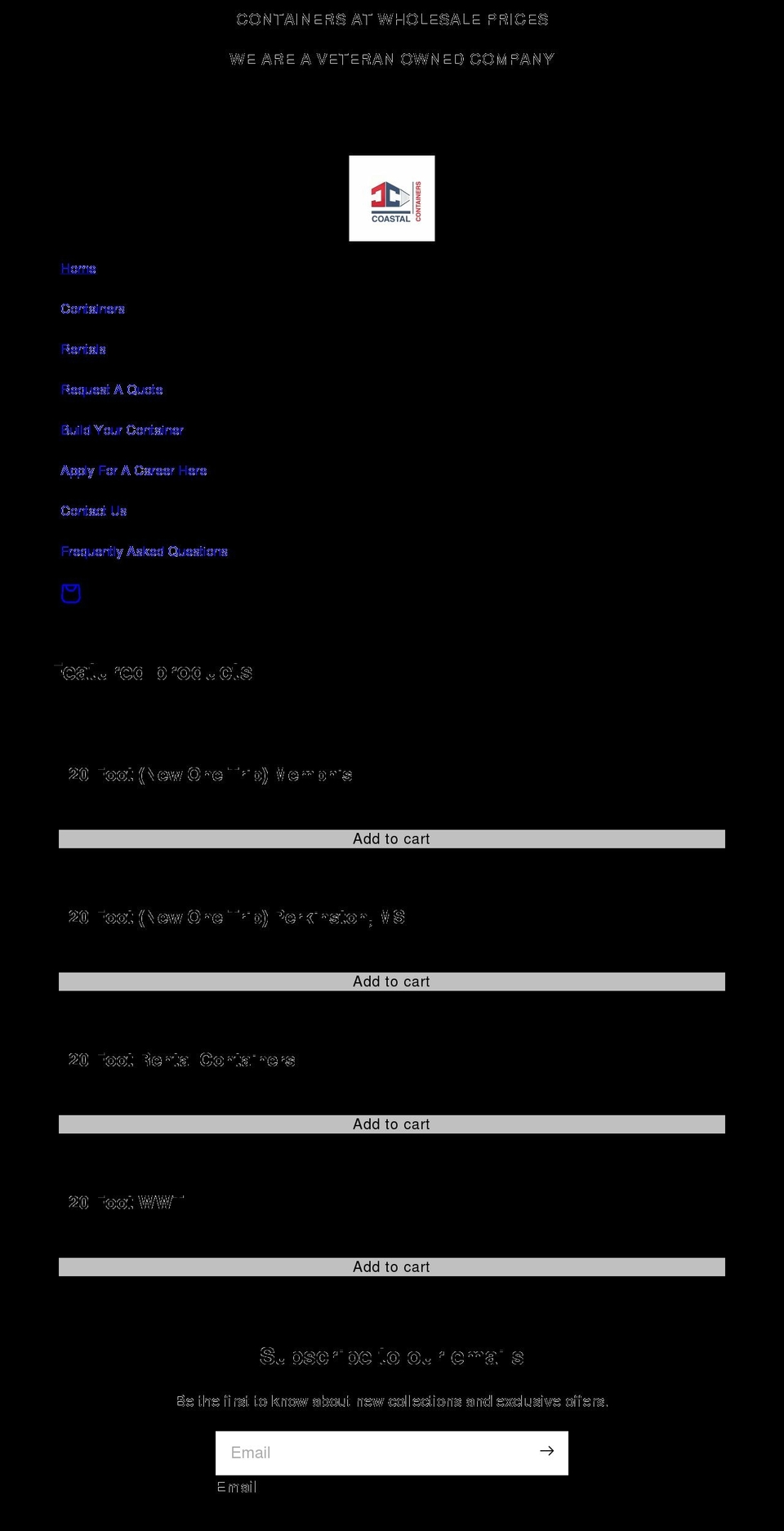 coastalcontainersllc.com shopify website screenshot