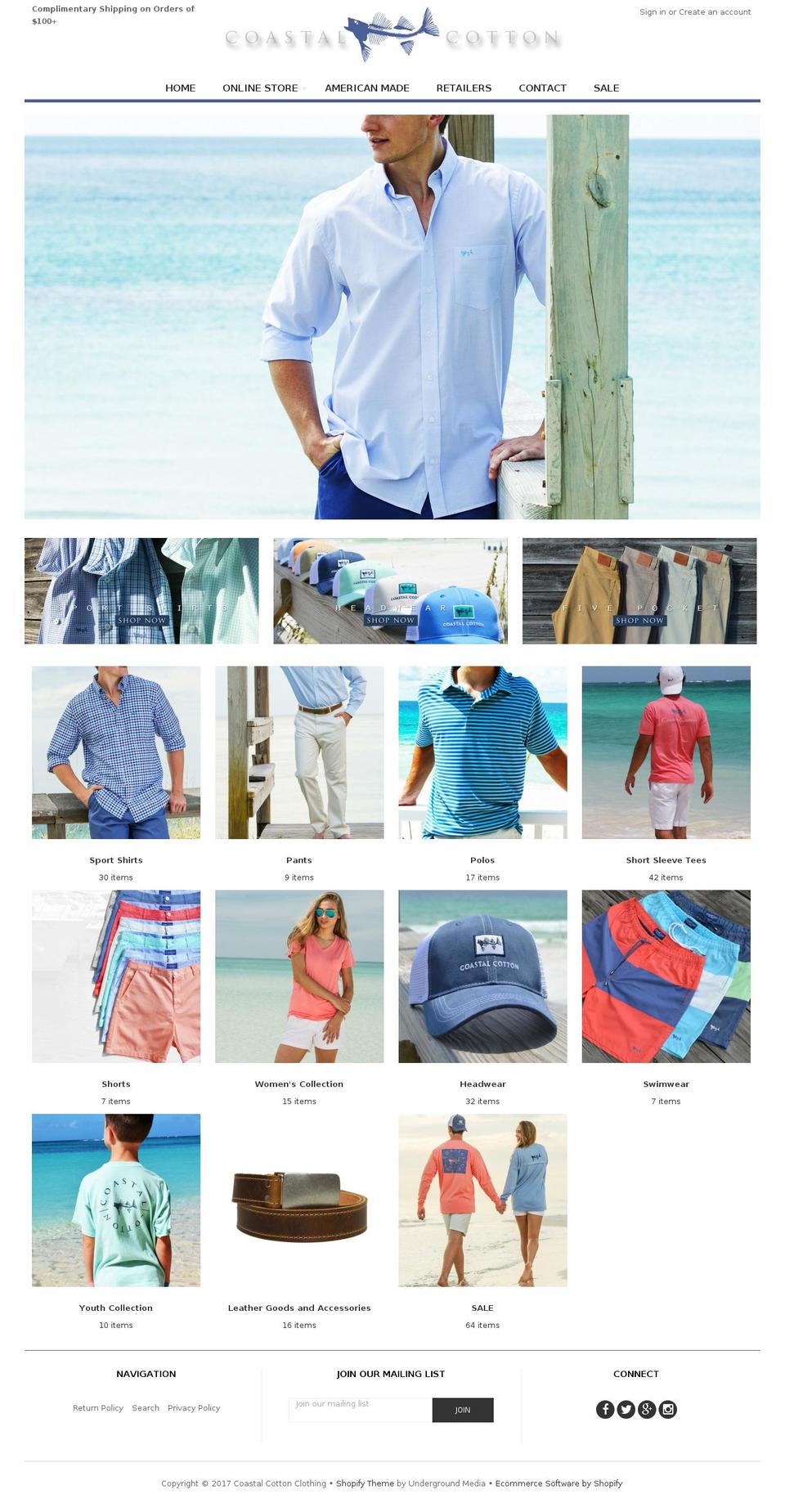 coastalcottonclothing.com shopify website screenshot
