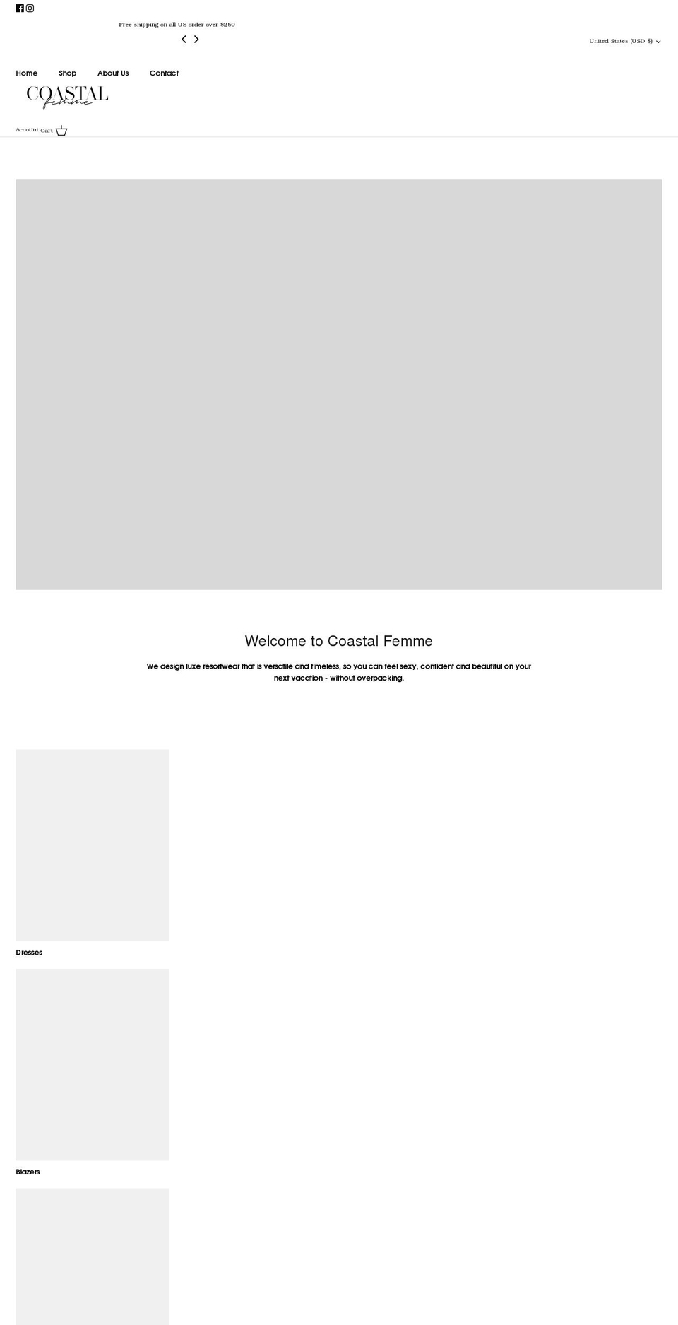 coastalfemme.com shopify website screenshot