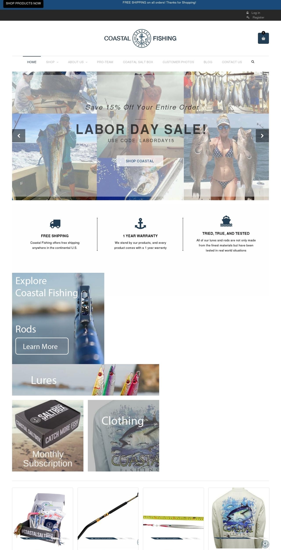 coastalfishing.com shopify website screenshot