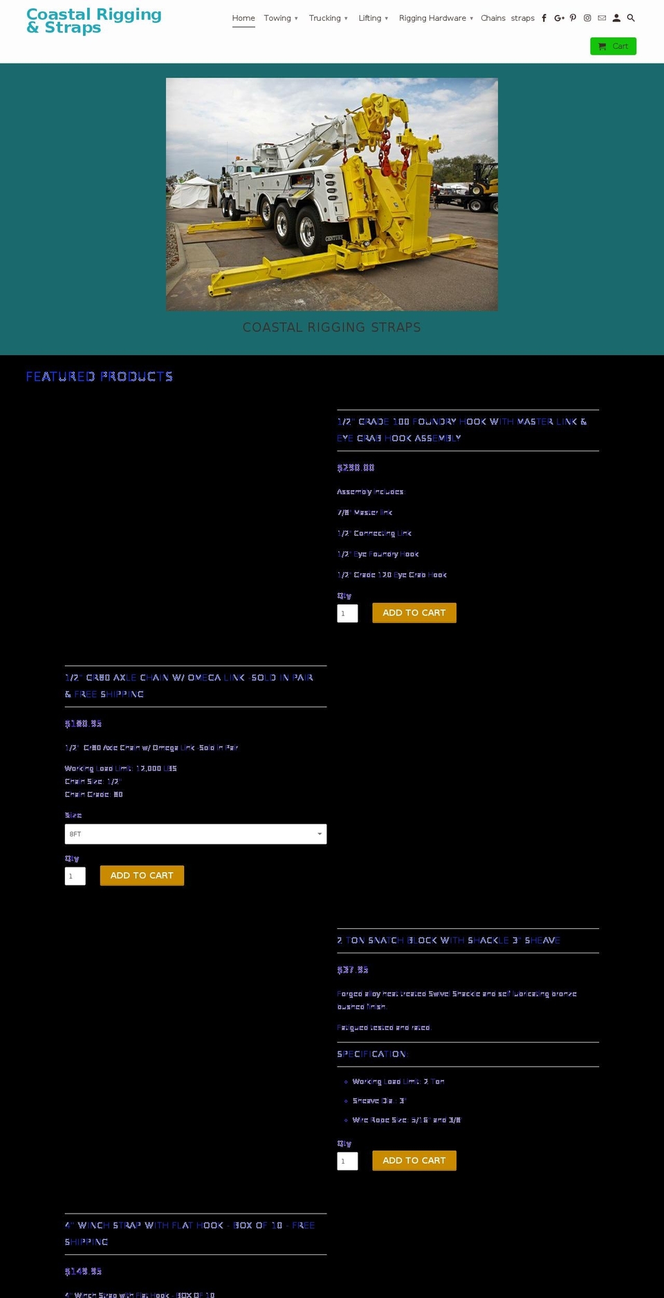 coastalriggingstraps.com — Shopify storefront screenshot