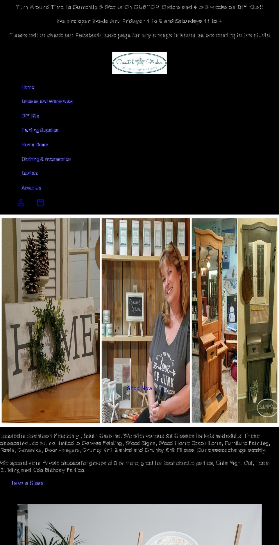 coastalstrokes.com shopify website screenshot