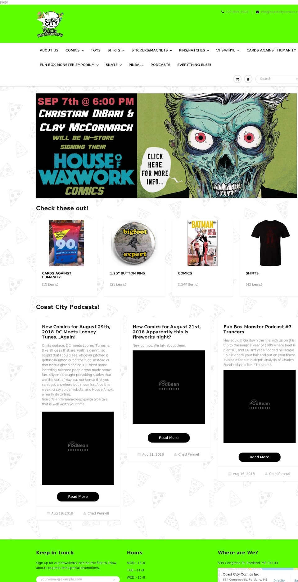 coastcitycomics.net shopify website screenshot