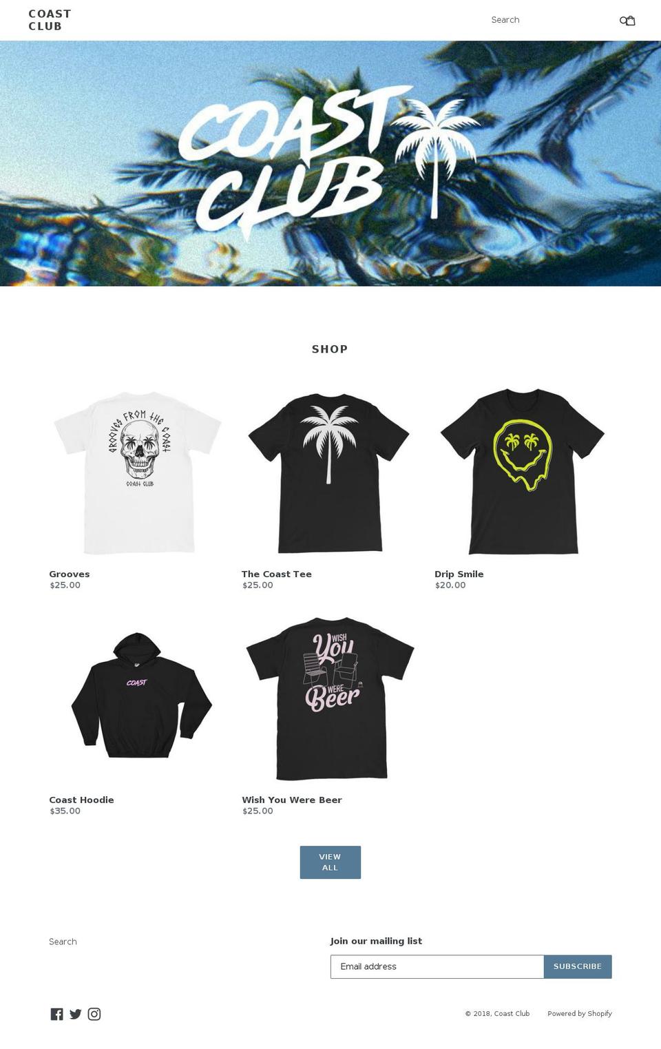 coastclubmusic.com — Shopify storefront screenshot