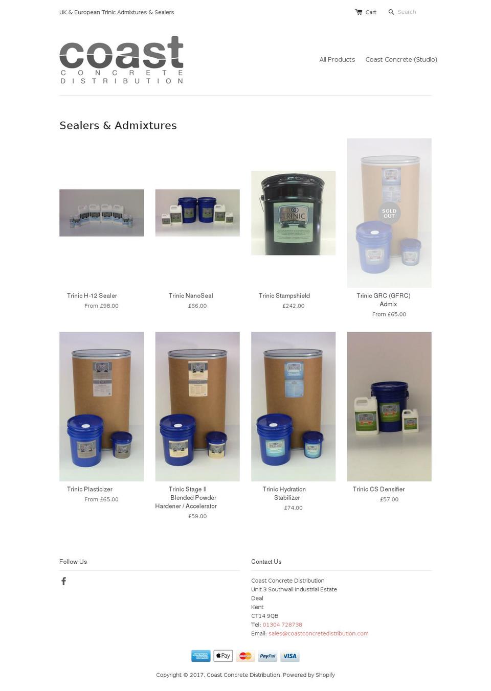 coastconcretedistribution.com shopify website screenshot