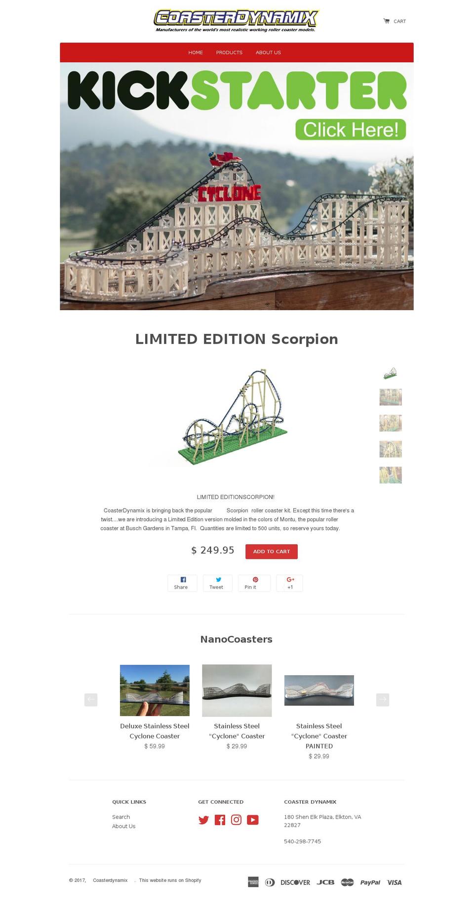 coasterdynamix.com shopify website screenshot