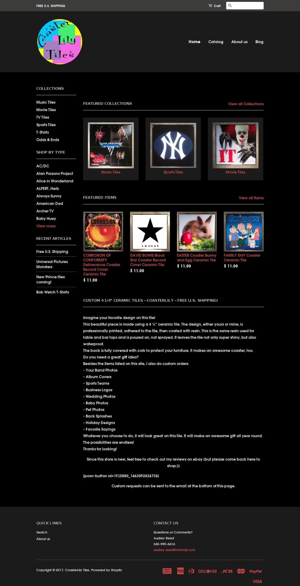 coasterlily.com shopify website screenshot