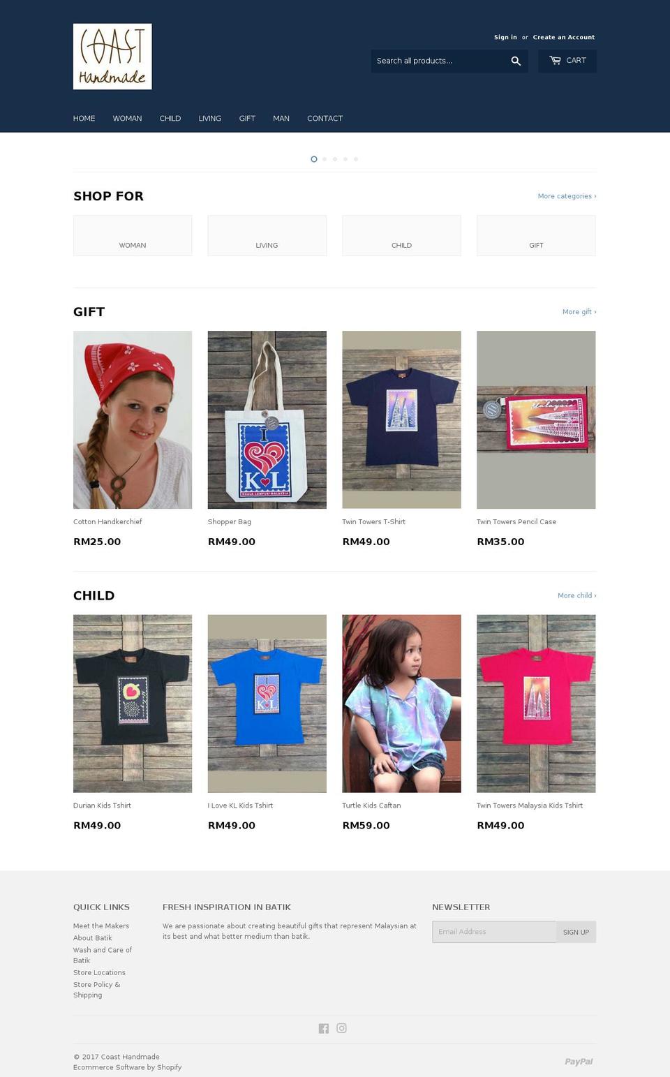 coasthandmade.com shopify website screenshot