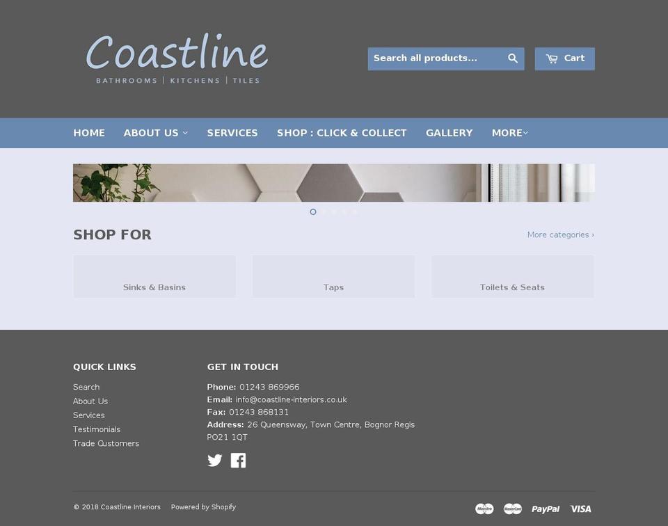 coastlinebathroomsandkitchens.com — Shopify storefront screenshot