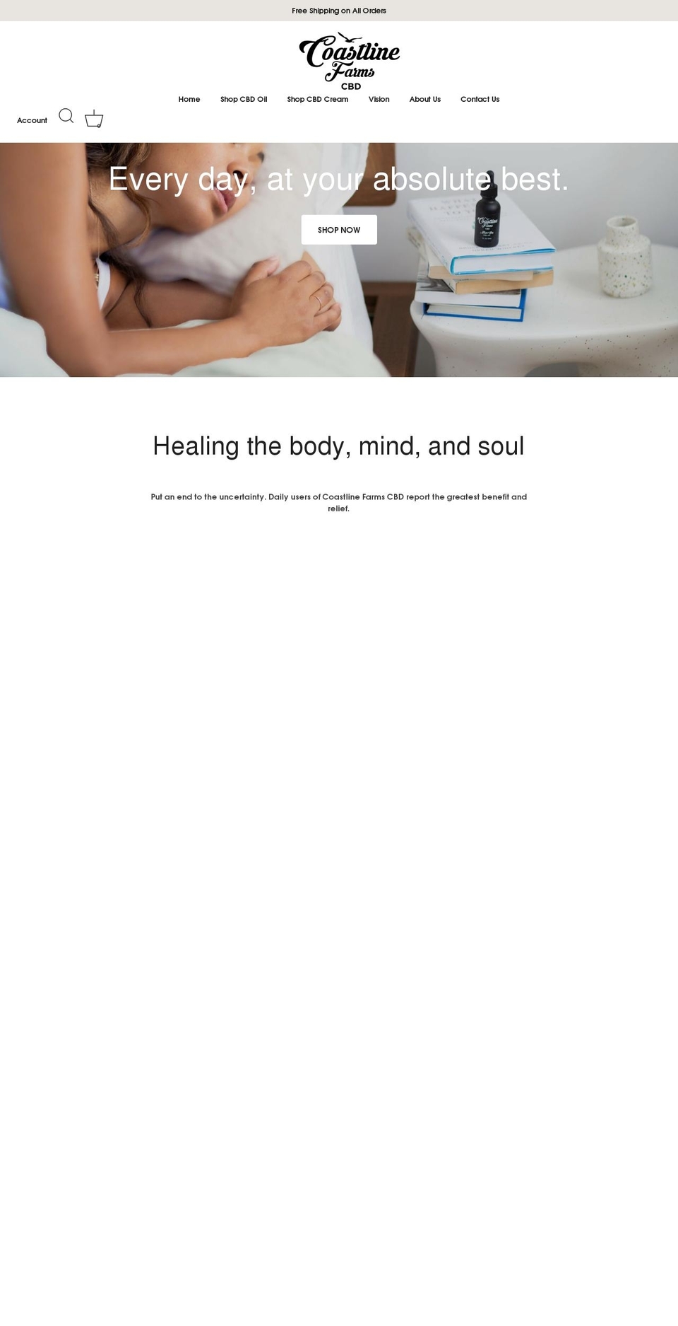 coastlinefarmscbd.com shopify website screenshot