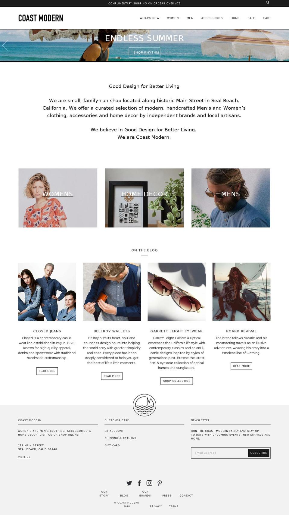 NEW Pipeline Shopify theme site example coastmodernstore.com