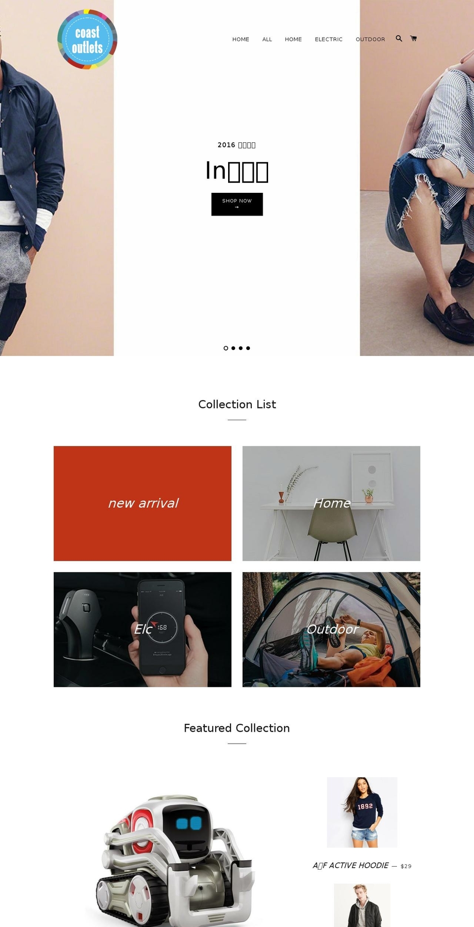 coastoutlets.com — Shopify storefront screenshot