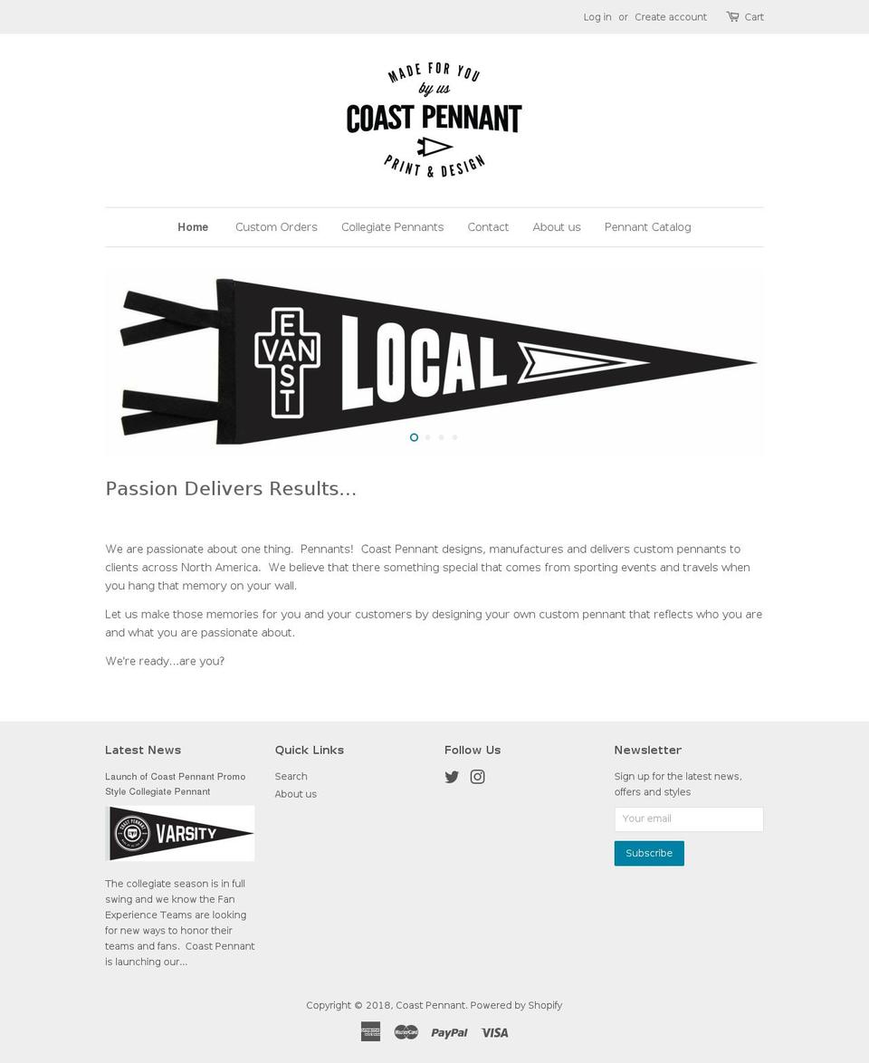 coastpennant.com shopify website screenshot