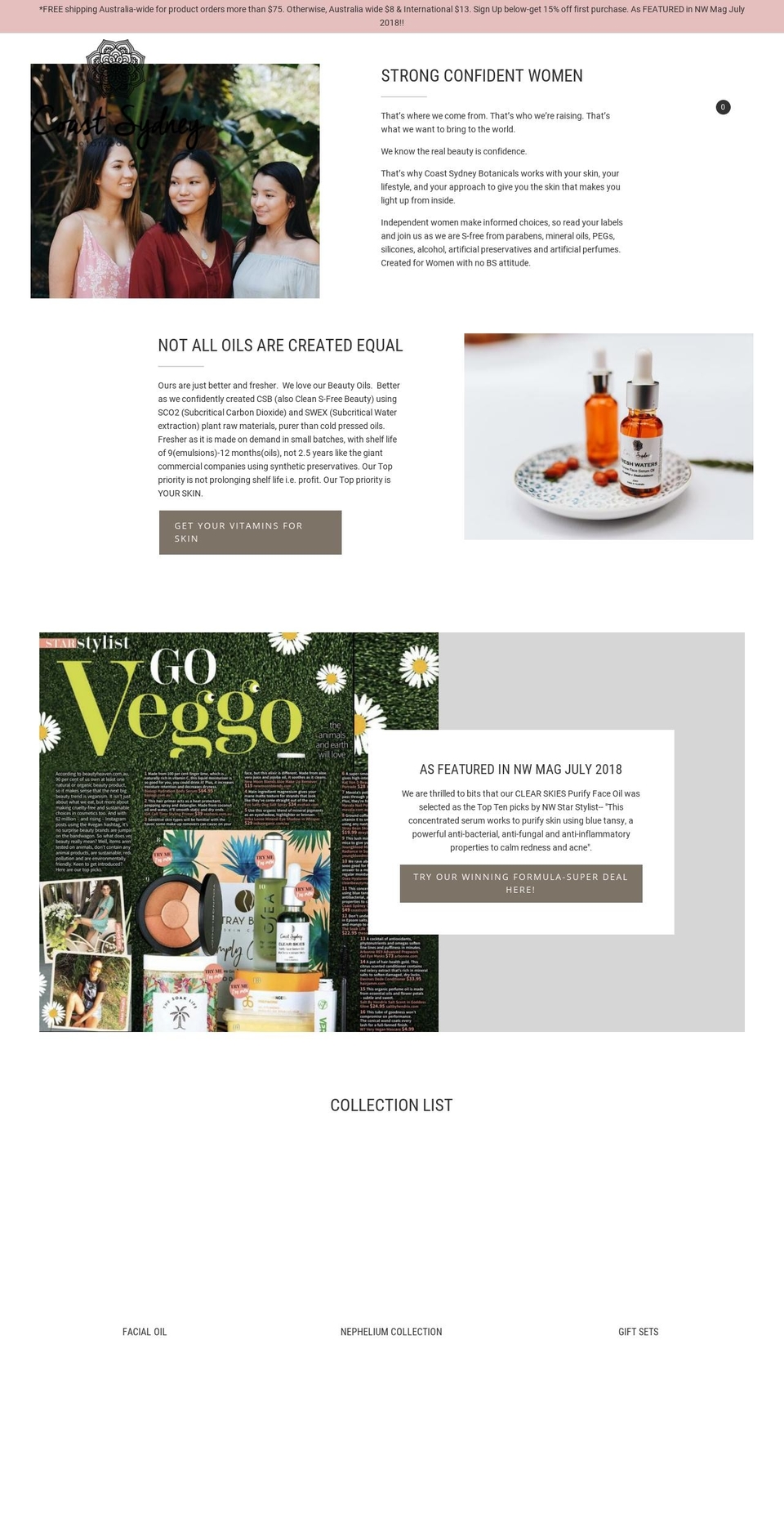coastsydneybotanicals.com — Shopify storefront screenshot