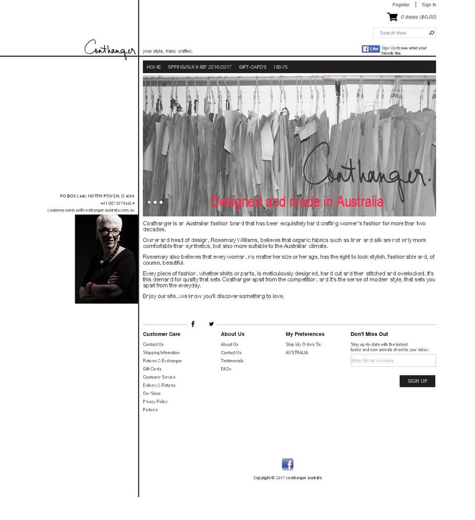 Coathanger Theme Shopify theme site example coathanger-australia.com