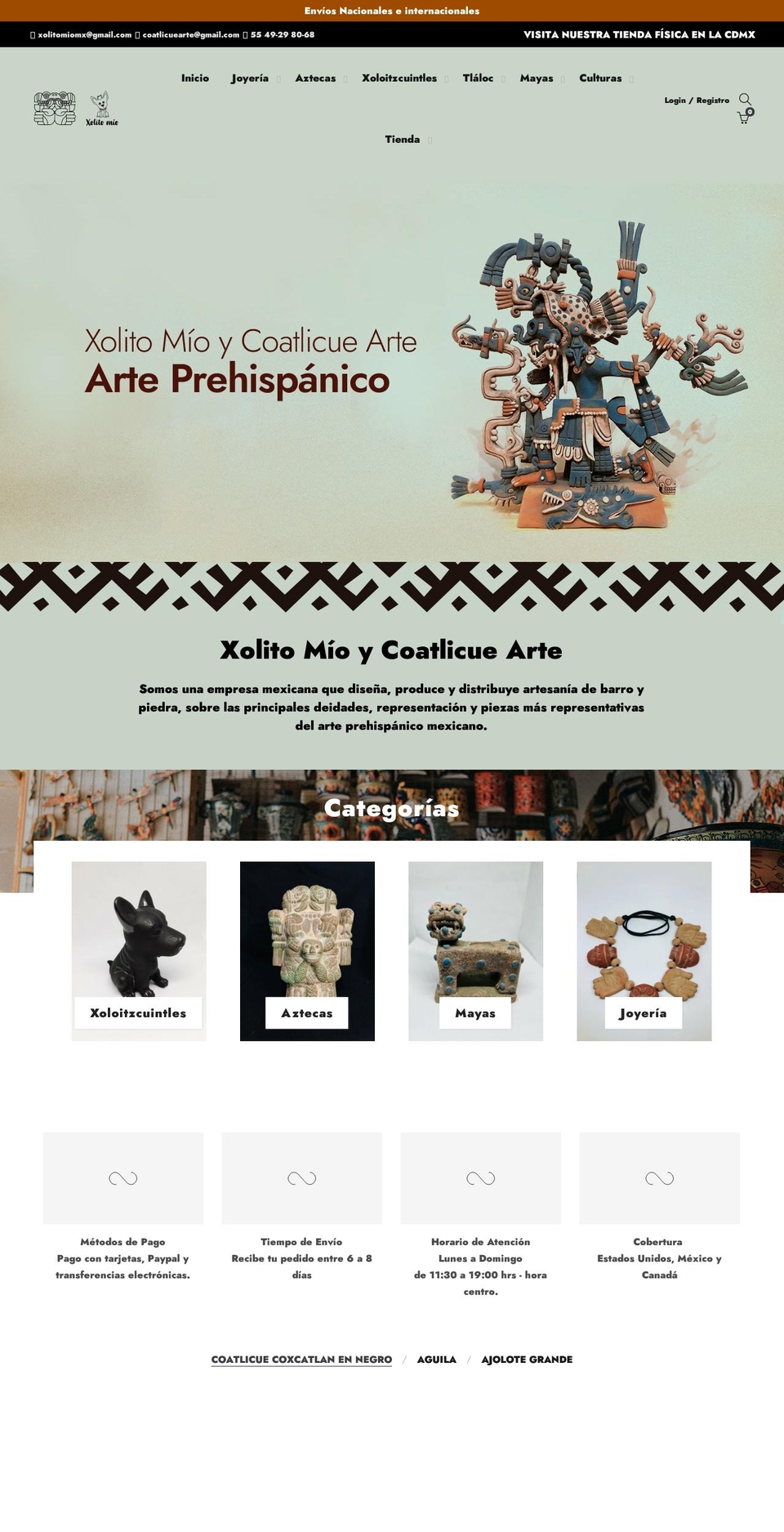 coatlicue-arteprehispanico.com.mx shopify website screenshot