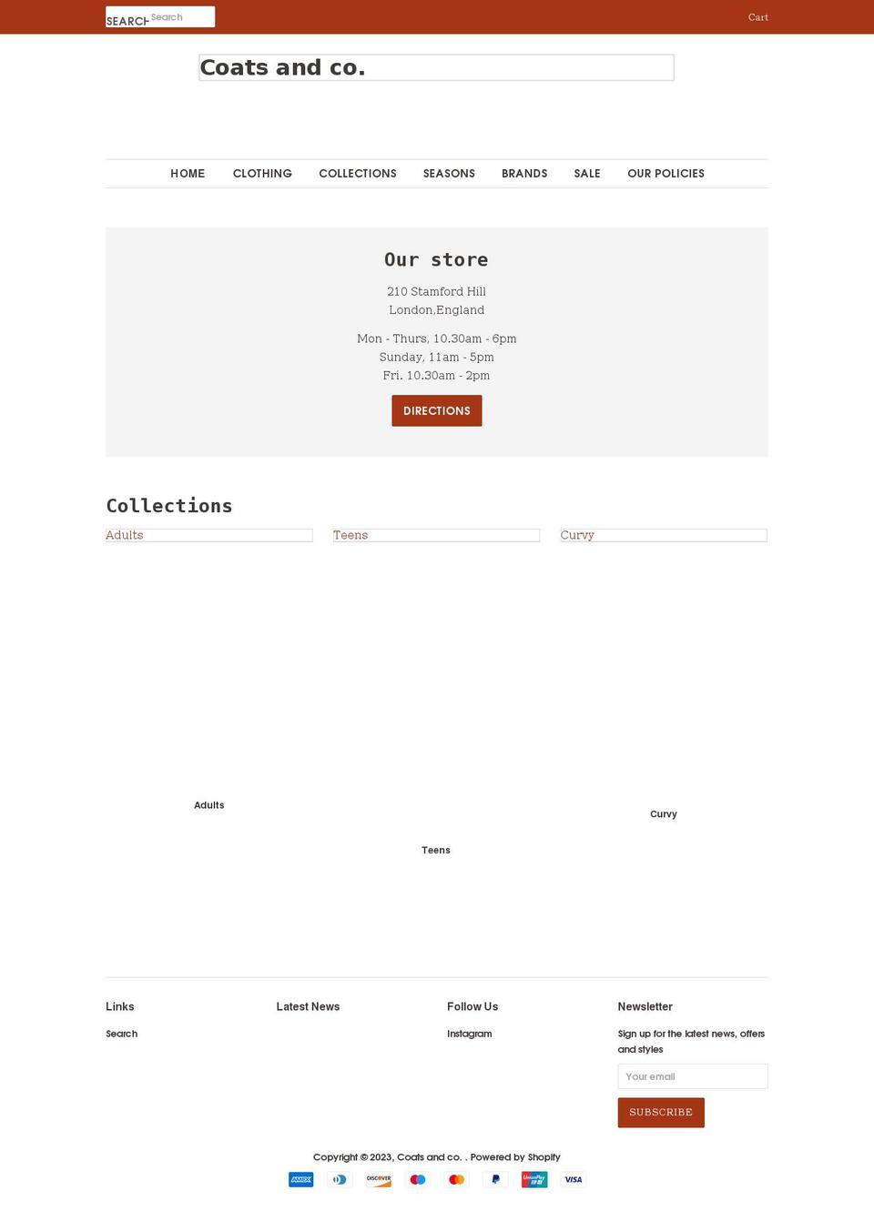 coatsnco.com shopify website screenshot