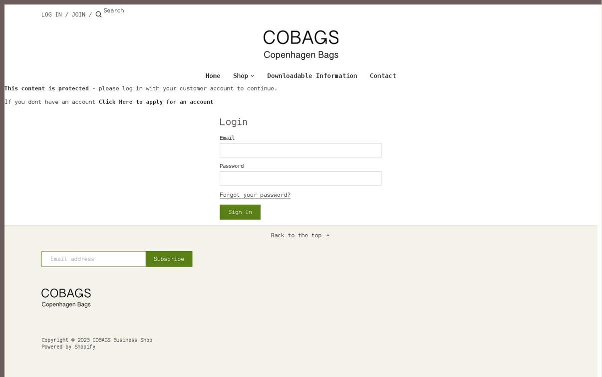 cobagsbusiness.com shopify website screenshot