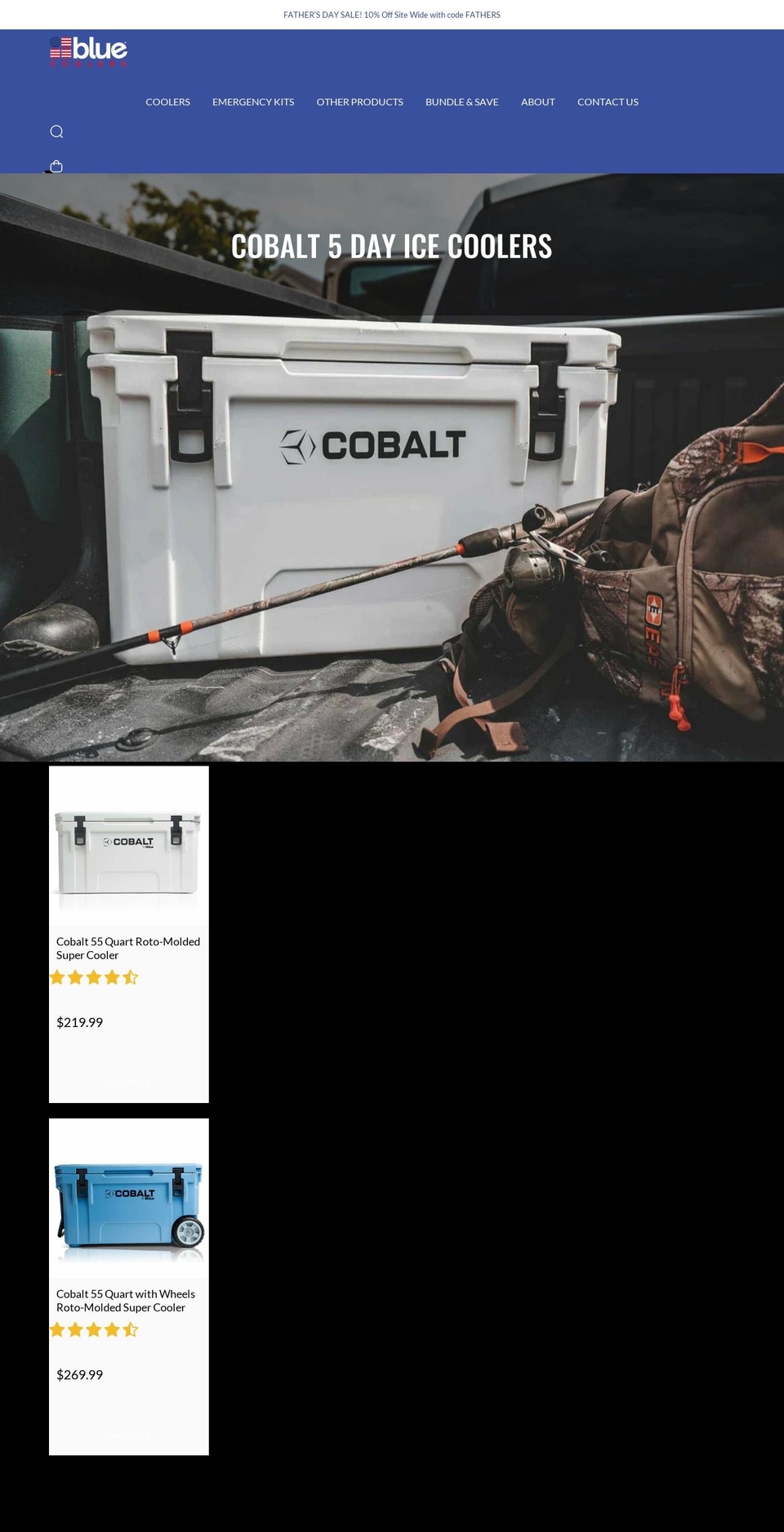 cobaltcoolers.com shopify website screenshot