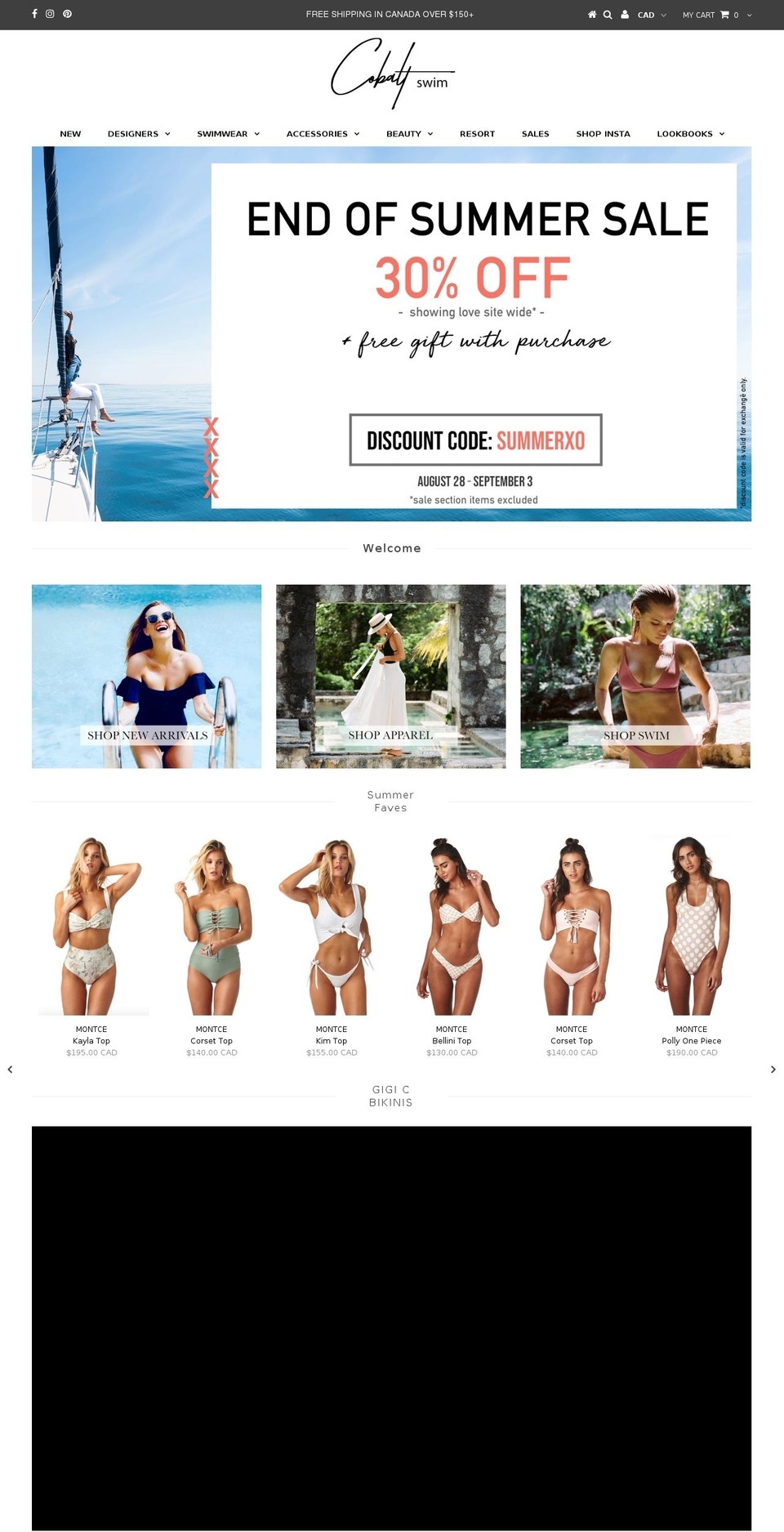cobaltswim.com — Shopify storefront screenshot