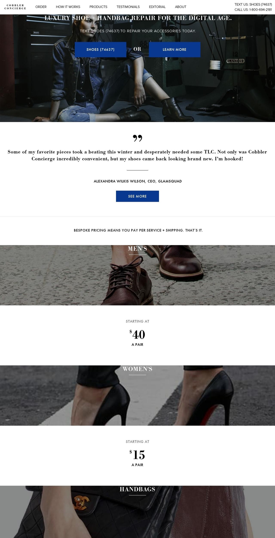 cobblerconciergevip.com shopify website screenshot