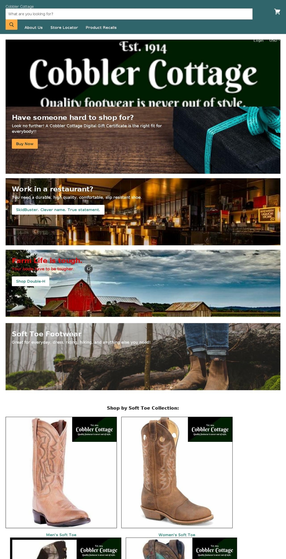 cobblercottage.com shopify website screenshot