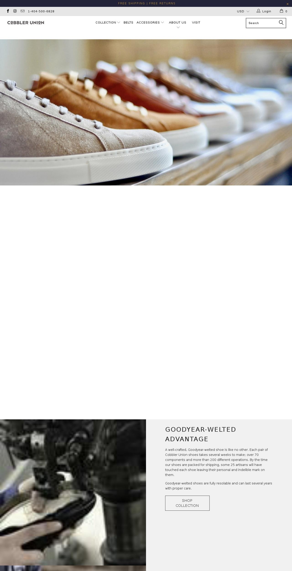 cobblerunion.com shopify website screenshot