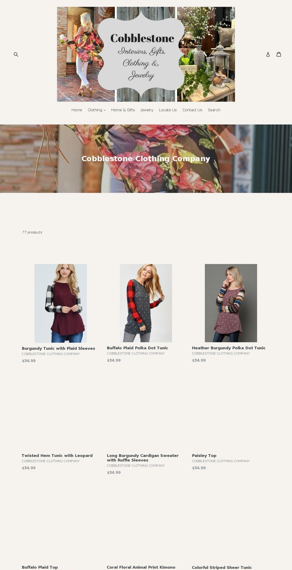 cobblestoneclothing.com — Shopify storefront screenshot