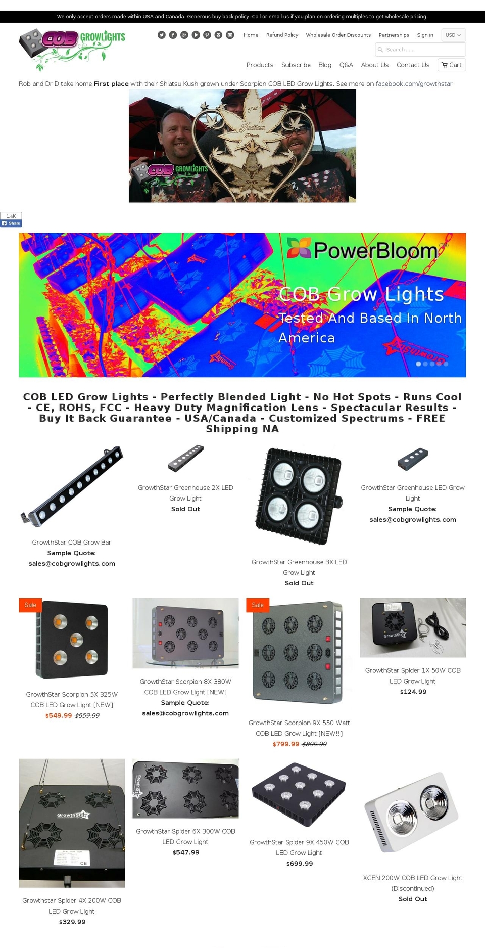 cobgrowlight.com shopify website screenshot