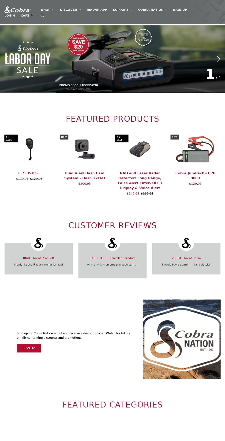 cobra.com — Shopify storefront screenshot