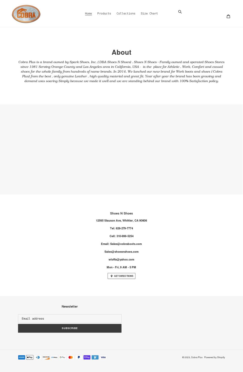 cobraboots.com shopify website screenshot