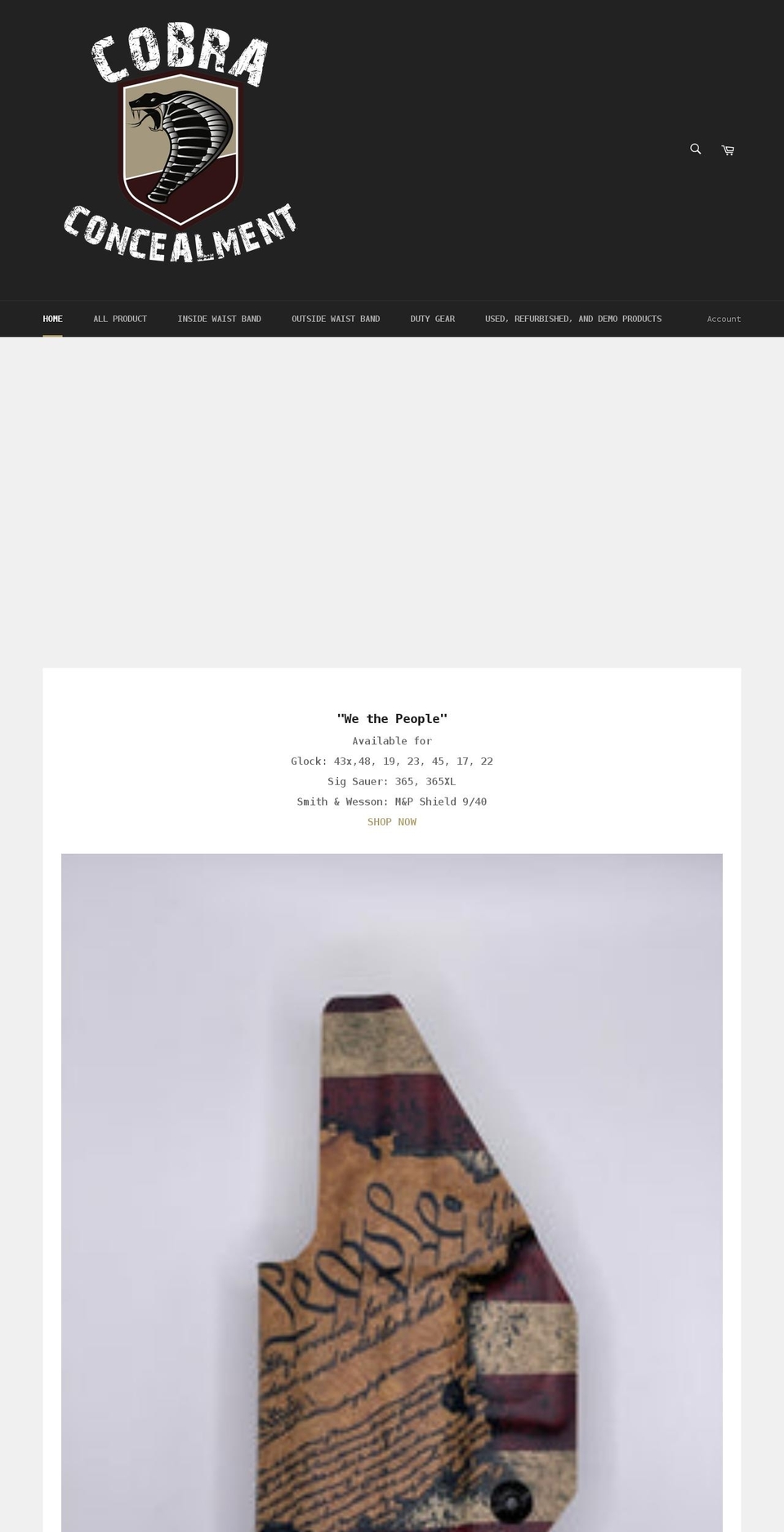 cobraconcealment.com shopify website screenshot