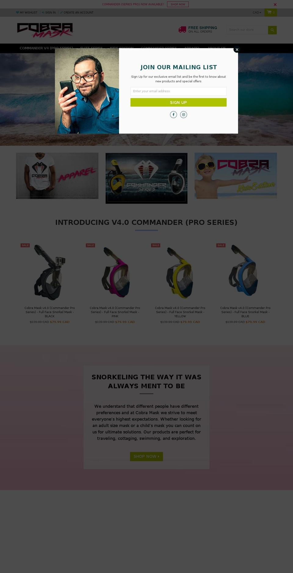 nexgeek Shopify theme site example cobramask.ca
