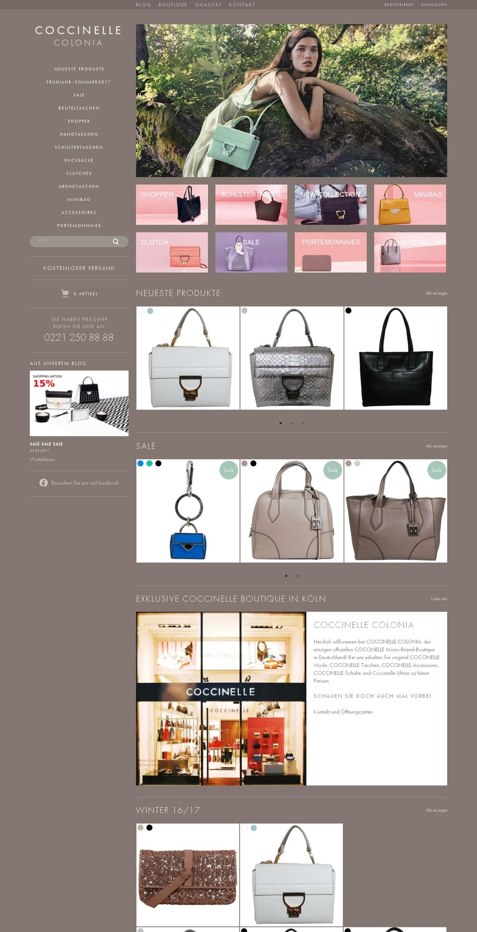 coccinelleoutlet.de shopify website screenshot