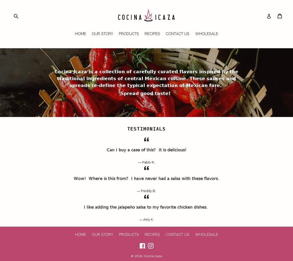 cocina-icaza.com — Shopify storefront screenshot