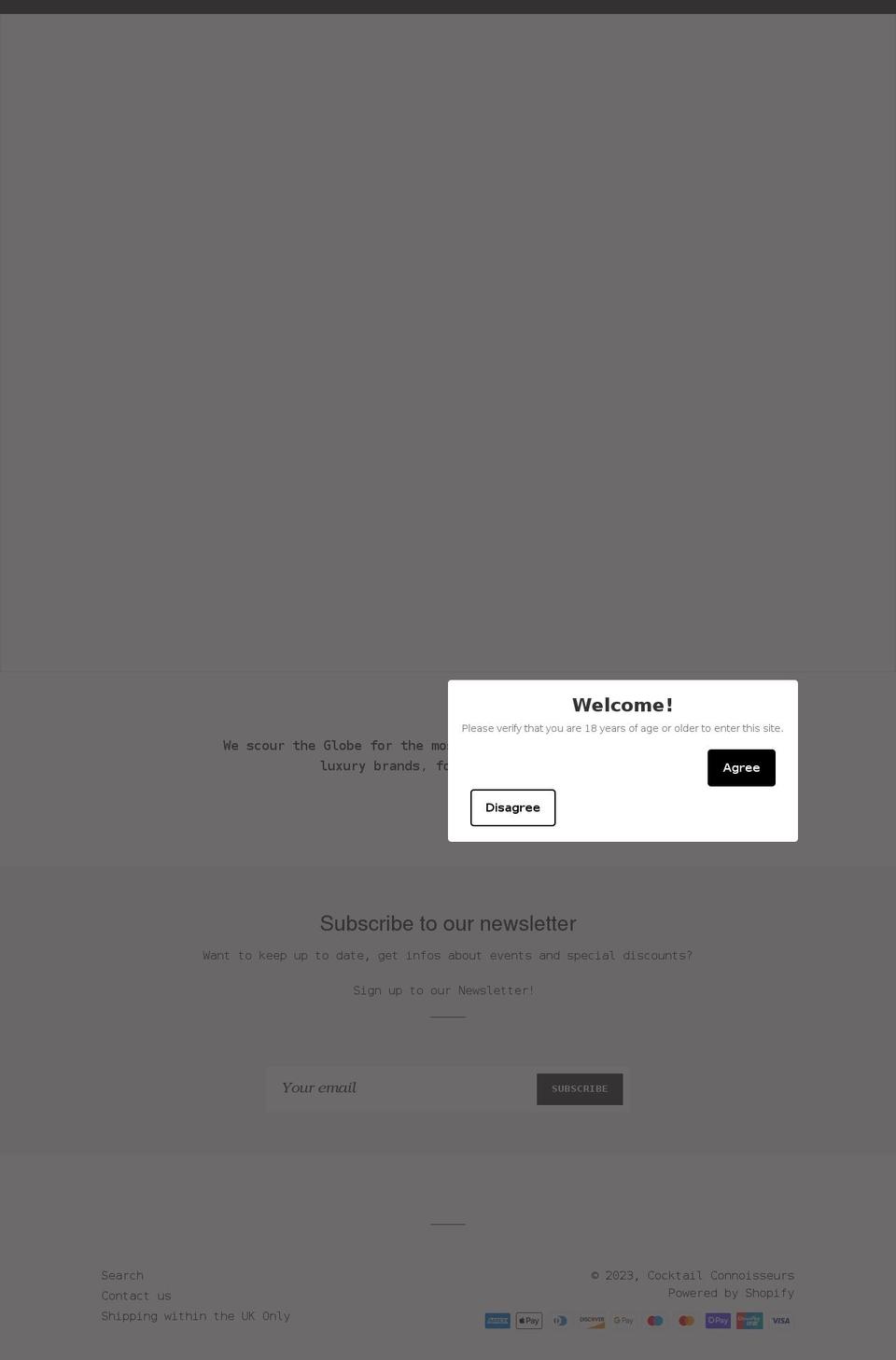 cocktail-connoisseurs.com shopify website screenshot