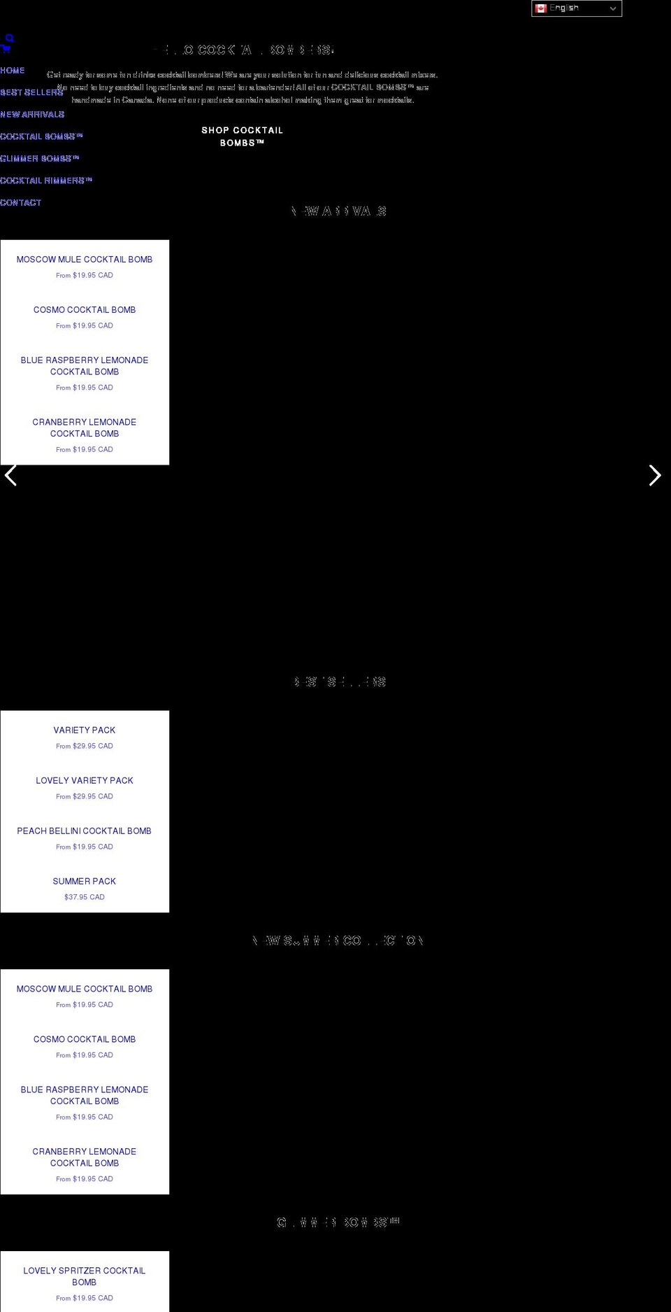 cocktailbombshop.ca shopify website screenshot